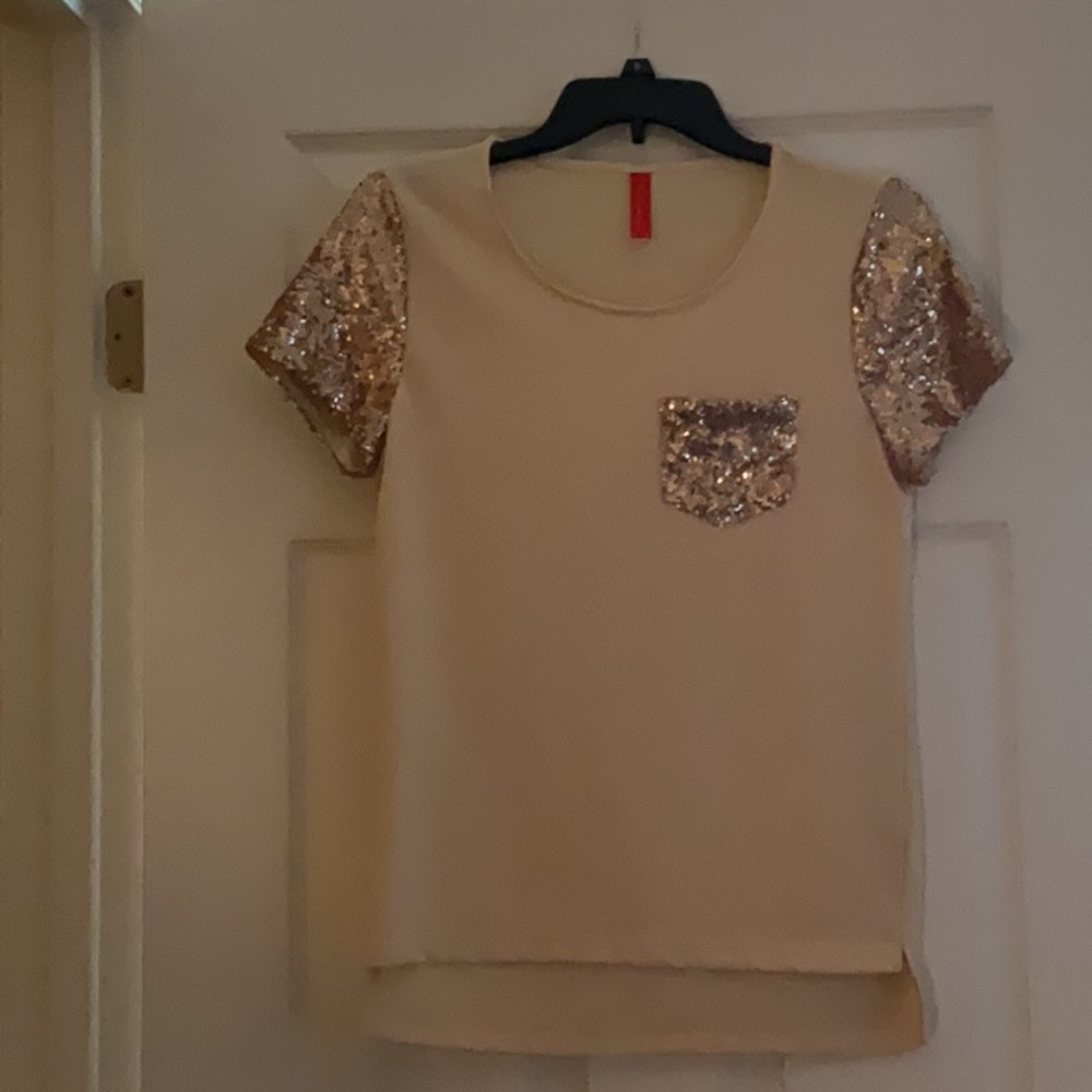 Fashionomics Gold and Cream Polka Dot Tunic
